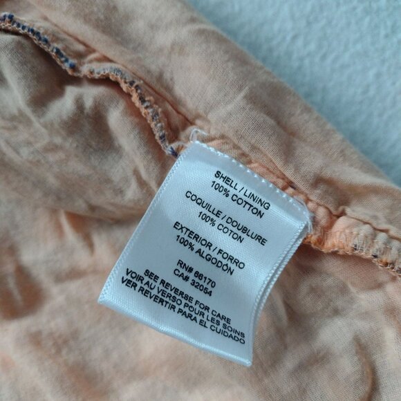 Anthropologie Verb Ruffled Plaid Top 2X Orange Navy Smocked Cotton Blouse - Picture 11 of 12